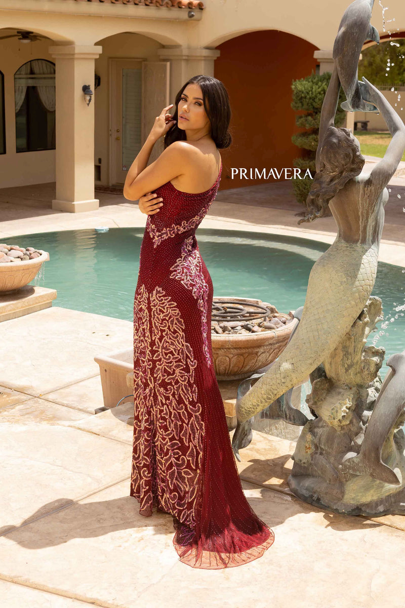 Asymmetric Embellished Evening Gown By Primavera Couture -3935