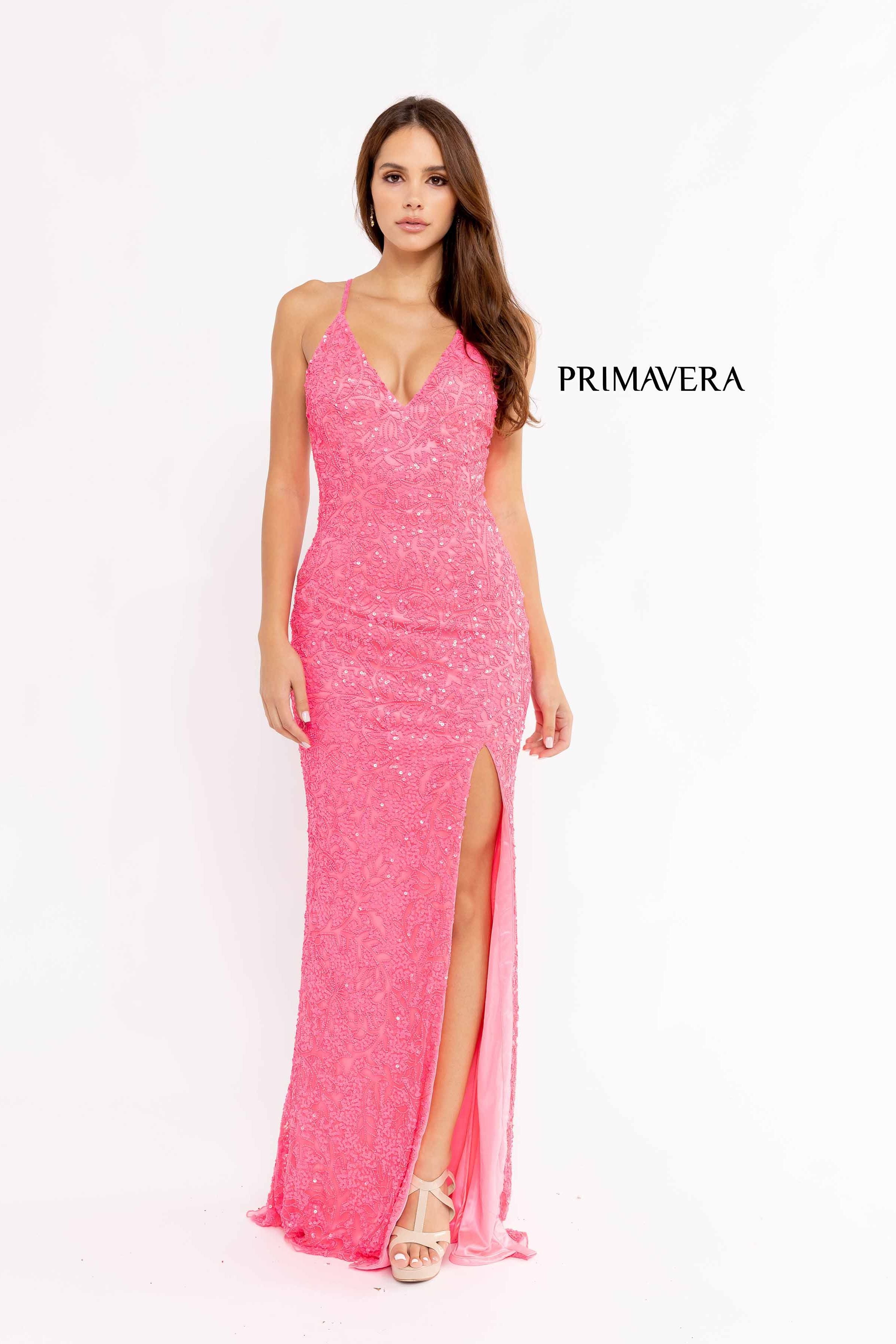 Beaded V-Neck Prom Gown By Primavera Couture -3938