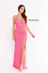 Beaded V-Neck Prom Gown By Primavera Couture -3938