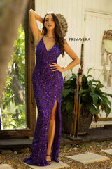 Beaded V-Neck Prom Gown By Primavera Couture -3938