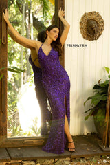 Beaded V-Neck Prom Gown By Primavera Couture -3938