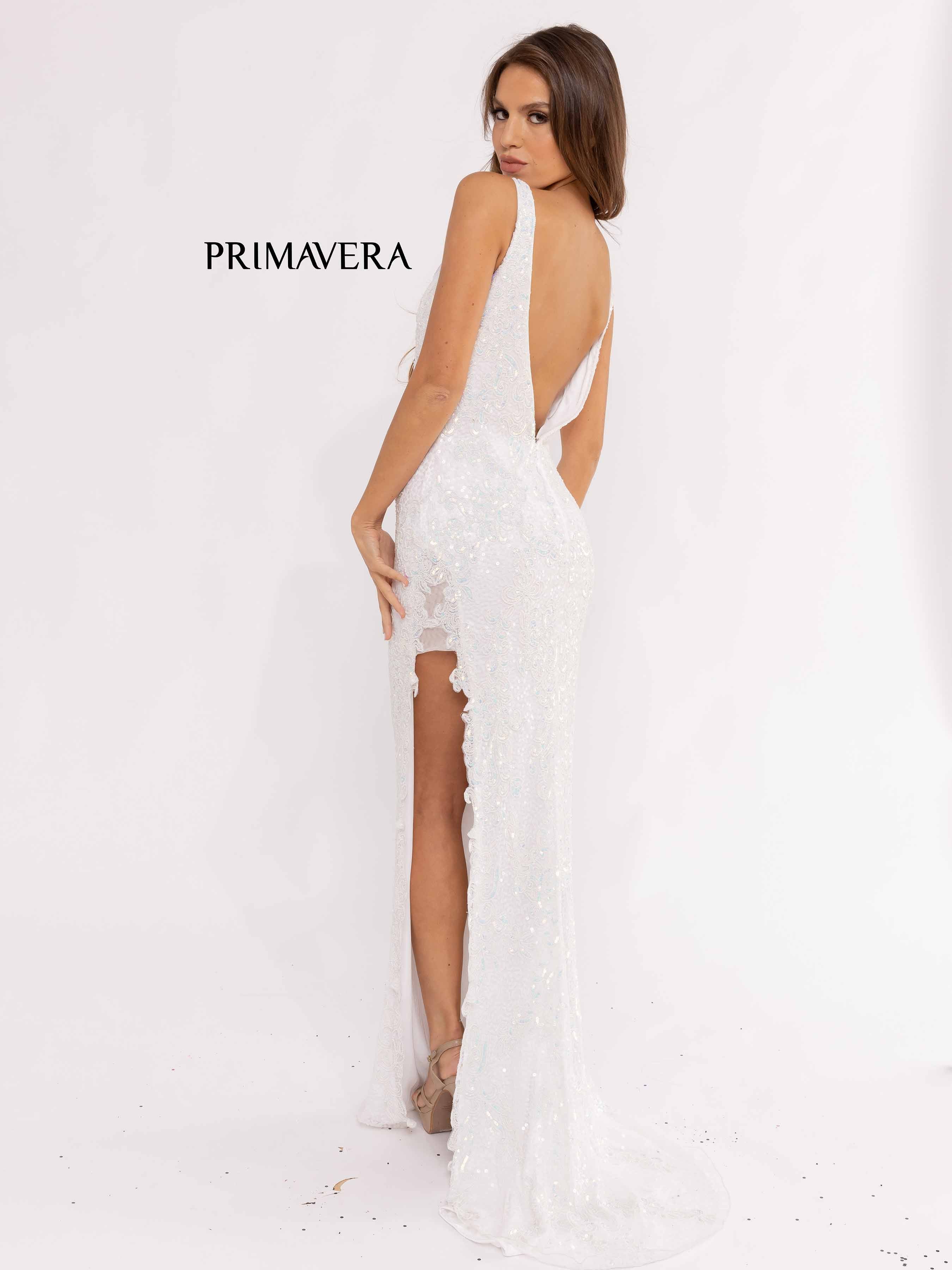 Plunging Embellished Prom Gown By Primavera Couture -3953