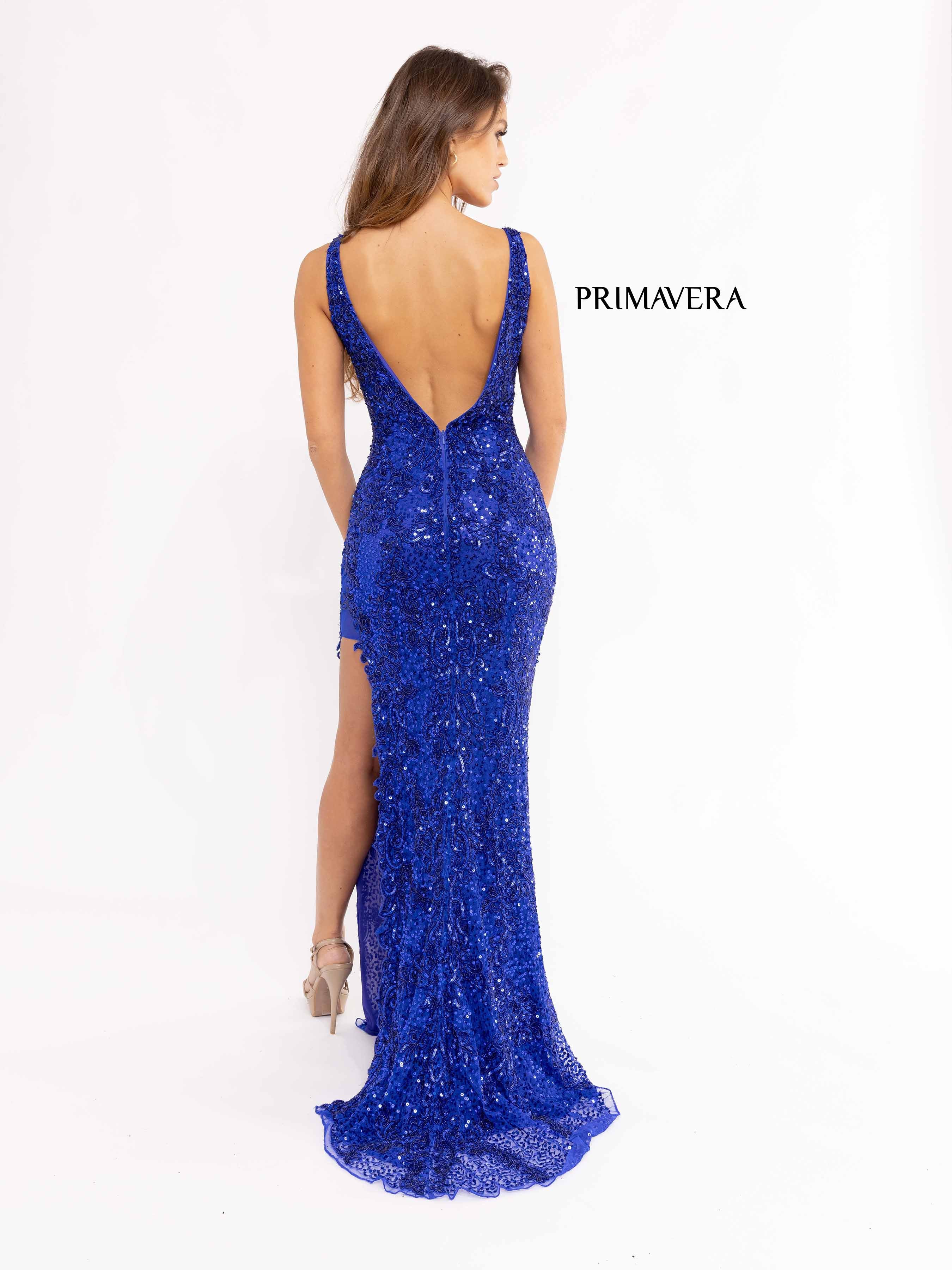 Plunging Embellished Prom Gown By Primavera Couture -3953