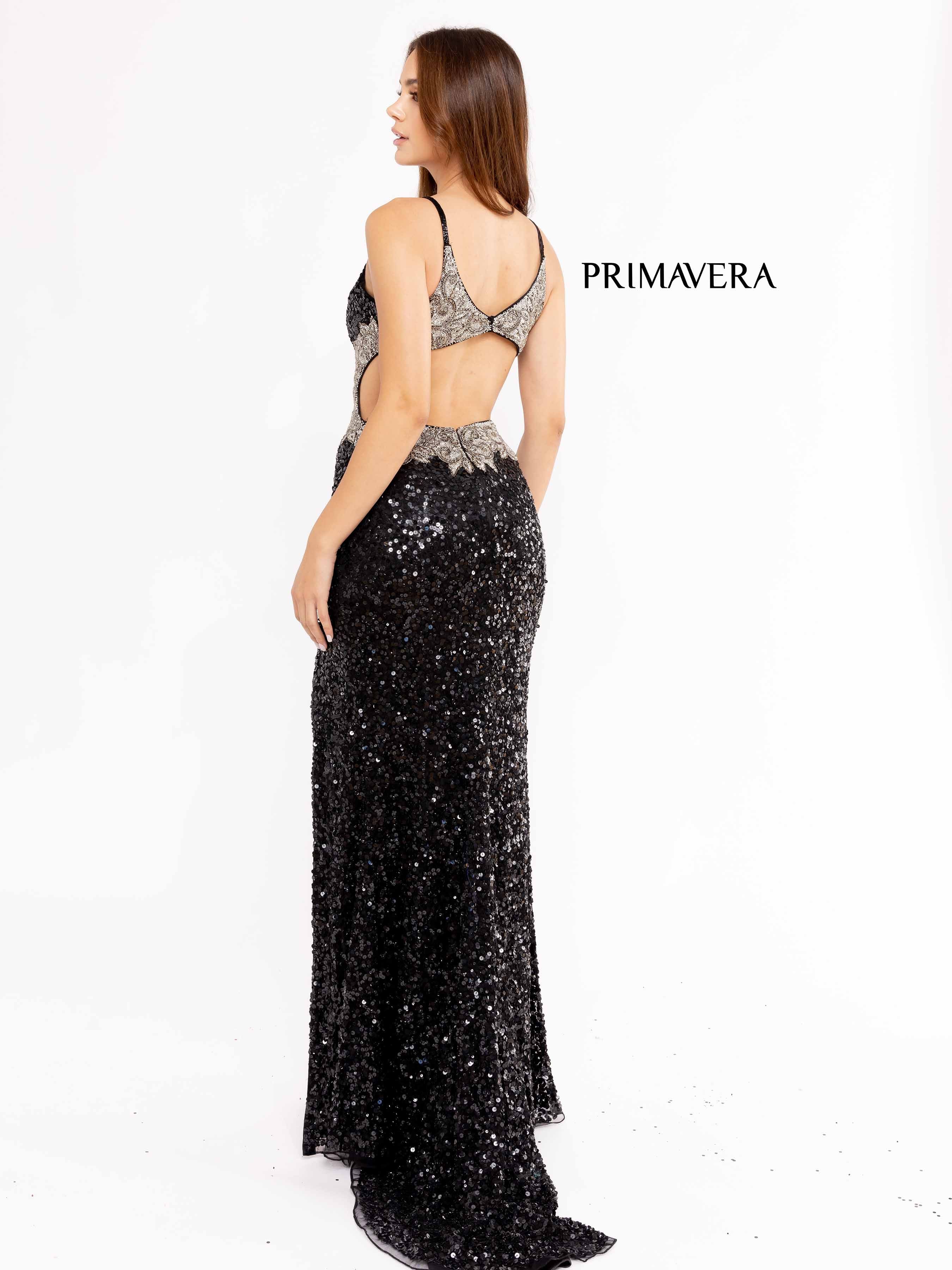 V-Neck Sequined Prom Dress By Primavera Couture -3955