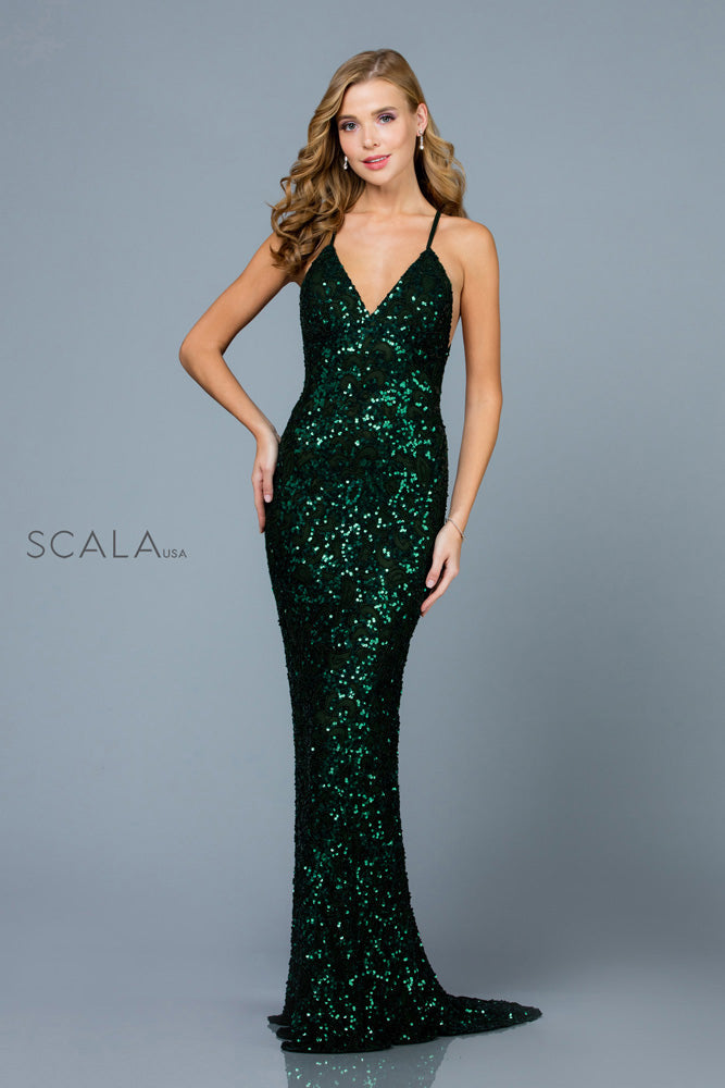 Sequined Strapless Sheath Dress By SCALA -47542