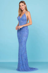 Plunging V Neck Sheath Dress By SCALA -48557