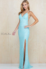 Sequined Backless Sheath Dress By SCALA -48938