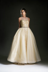 Glamorous Sleeveless Gown With Overskirt By Cinderella Divine -5265
