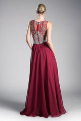 Long Lace Applique Illusion Dress by Cinderella Divine -56