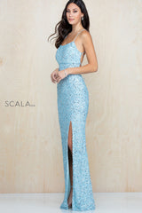 Long Sequined Column Dress By SCALA -60100
