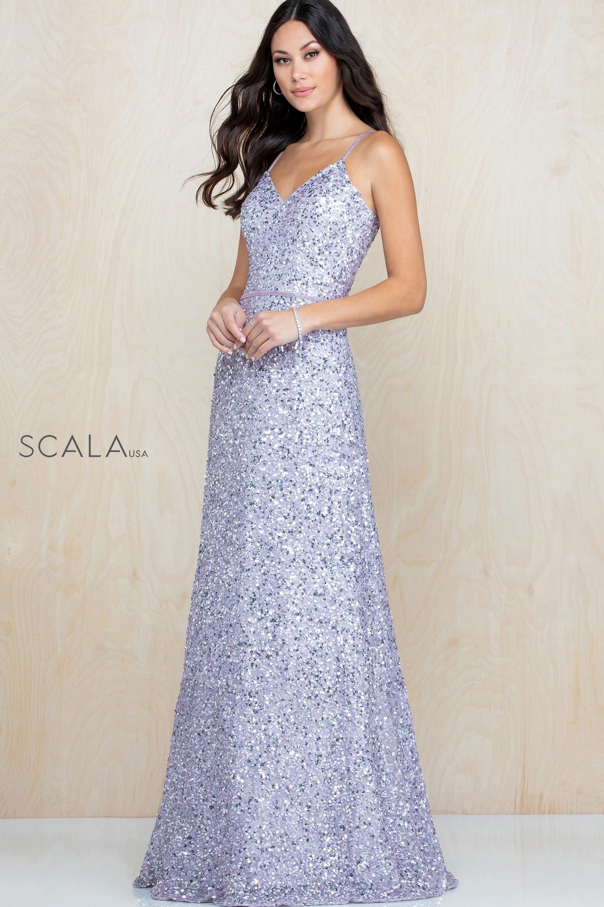 Embellished V-Neck A-Line Dress By SCALA -60109