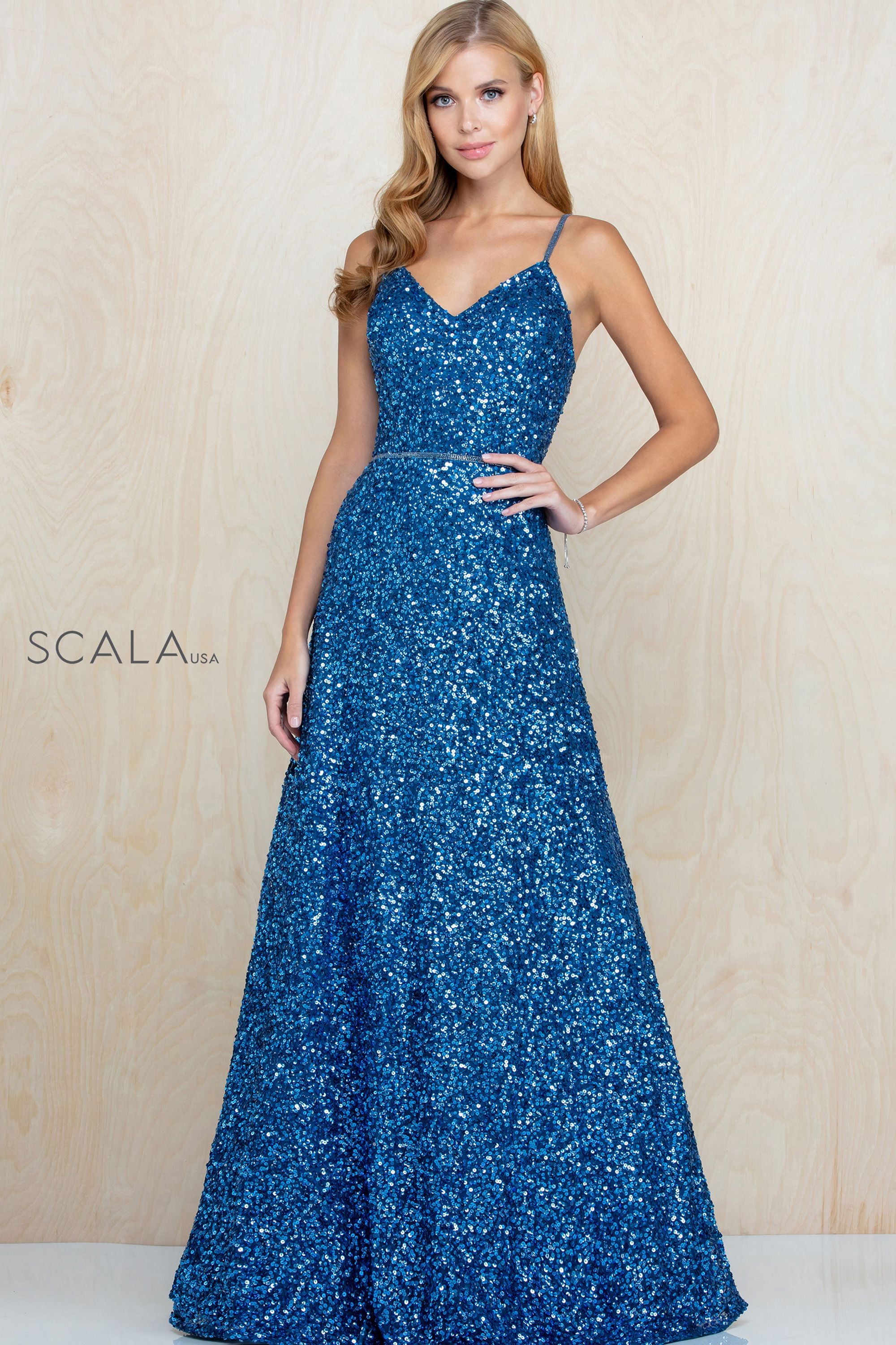 Embellished V-Neck A-Line Dress By SCALA -60109