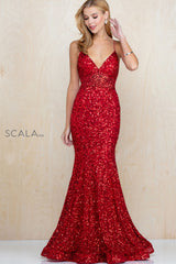 Sequined Mermaid Gown By SCALA -60179