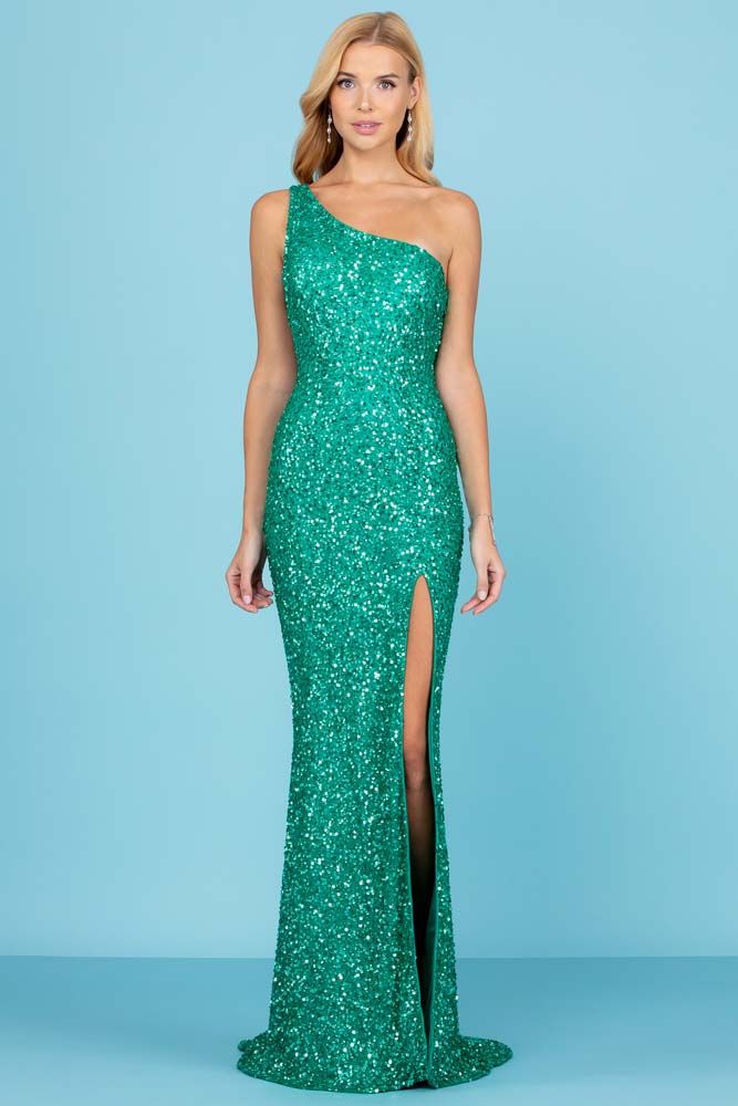 One Shoulder Sequin Dress By SCALA -60290