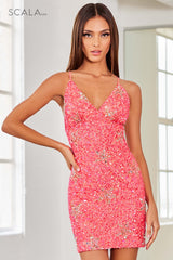 Gorgeous Sequin Short Dress By Scala -60353