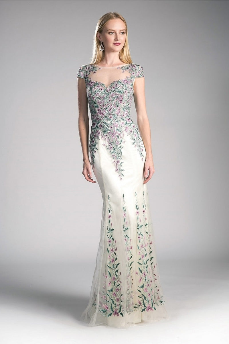 Beaded Lace Sheath Dress by Cinderella Divine -61012