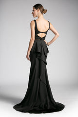 Fitted Jersey Dress With Cut Outs And Deep Plunge Neckline by Cinderella Divine -62454
