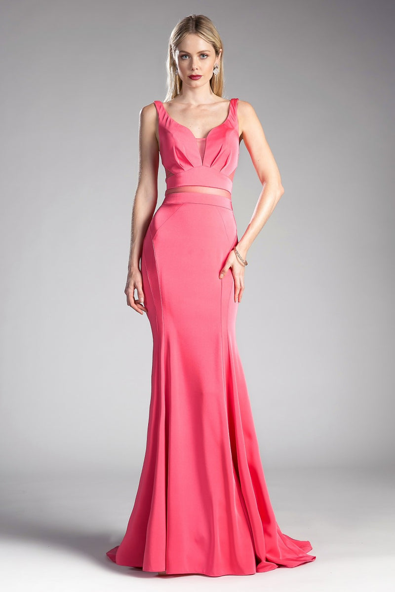 Fitted Jersey Dress With Cut Outs And Deep Plunge Neckline by Cinderella Divine -62454