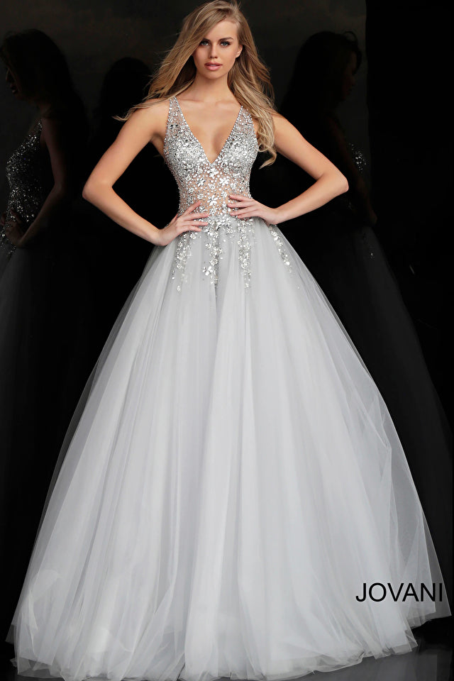 Crystal Embellished Bodice Prom Ballgown By Jovani -65379