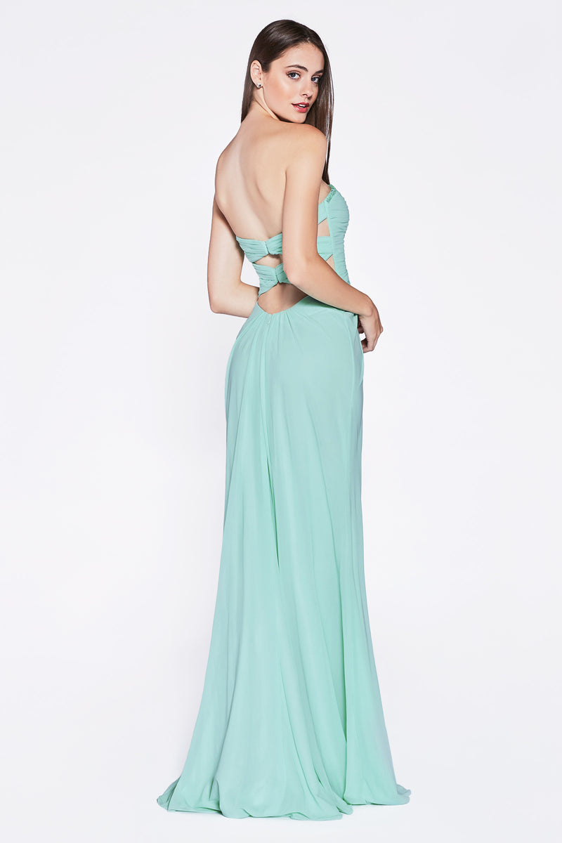 Strapless Gown With Deep Sweetheart Neckline And Gathered Detail by Cinderella Divine -663