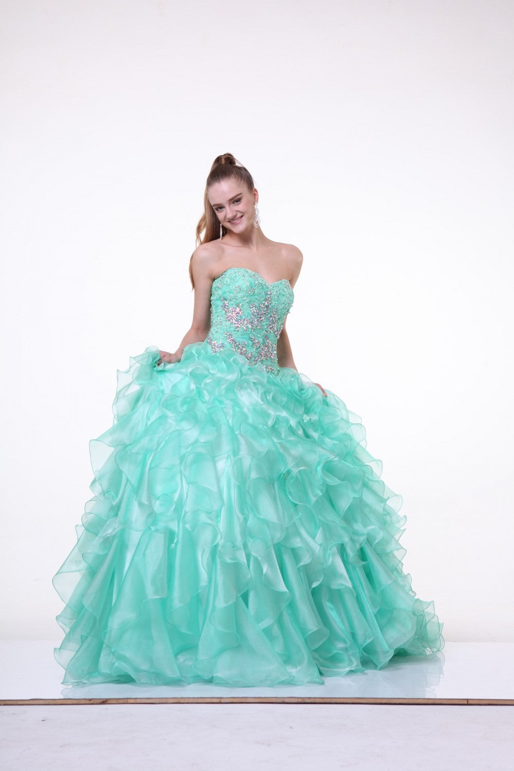 Beaded Tulle Ball Gown By Cinderella Divine -6782