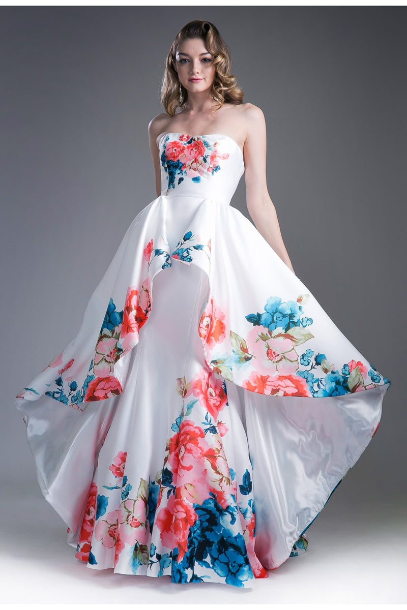 Floral Satin Ball Gown By Cinderella Divine -71375