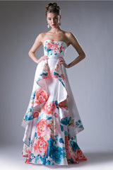 Floral Satin Ball Gown By Cinderella Divine -71375