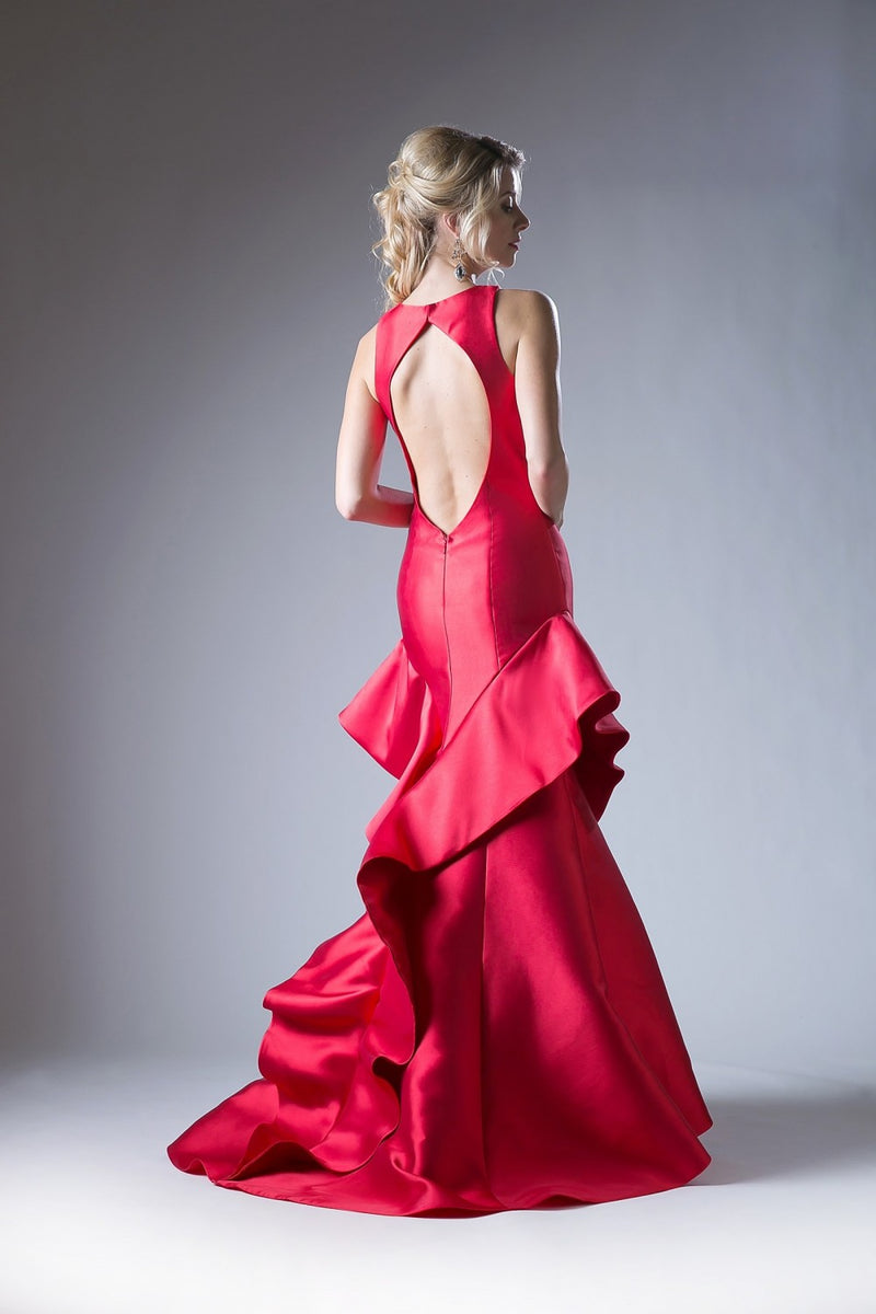 High Neck Symmetrical Cascade Mermaid Gown by Cinderella Divine -71428