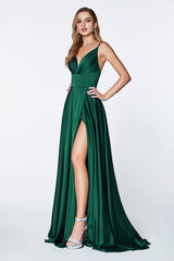MyFashion.com - A-line satin gown with pleated bodice and high wrap slit.(7472) - Cinderella Divine promdress eveningdress fashion partydress weddingdress 
 gown homecoming promgown weddinggown 