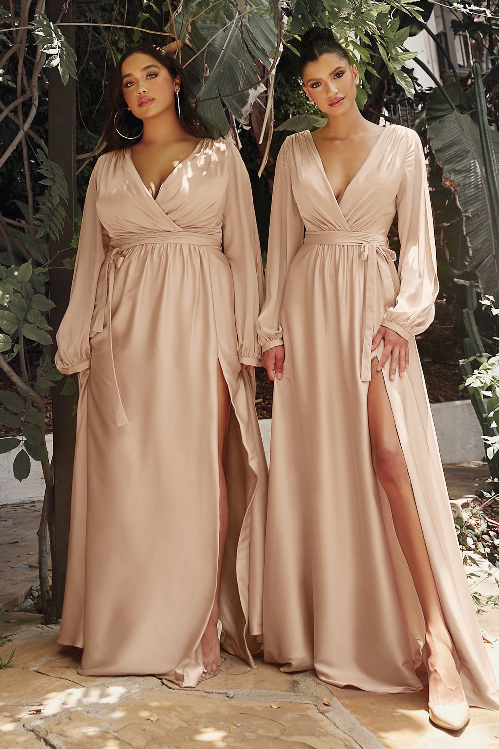 Long Sleeve Satin Dress by Cinderella Divine -7475