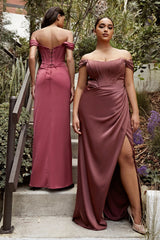 Plus Size Corset Satin Gown By Cinderella Divine -7484C