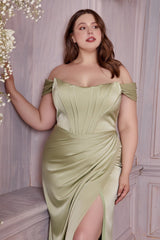 Plus Size Corset Satin Gown By Cinderella Divine -7484C