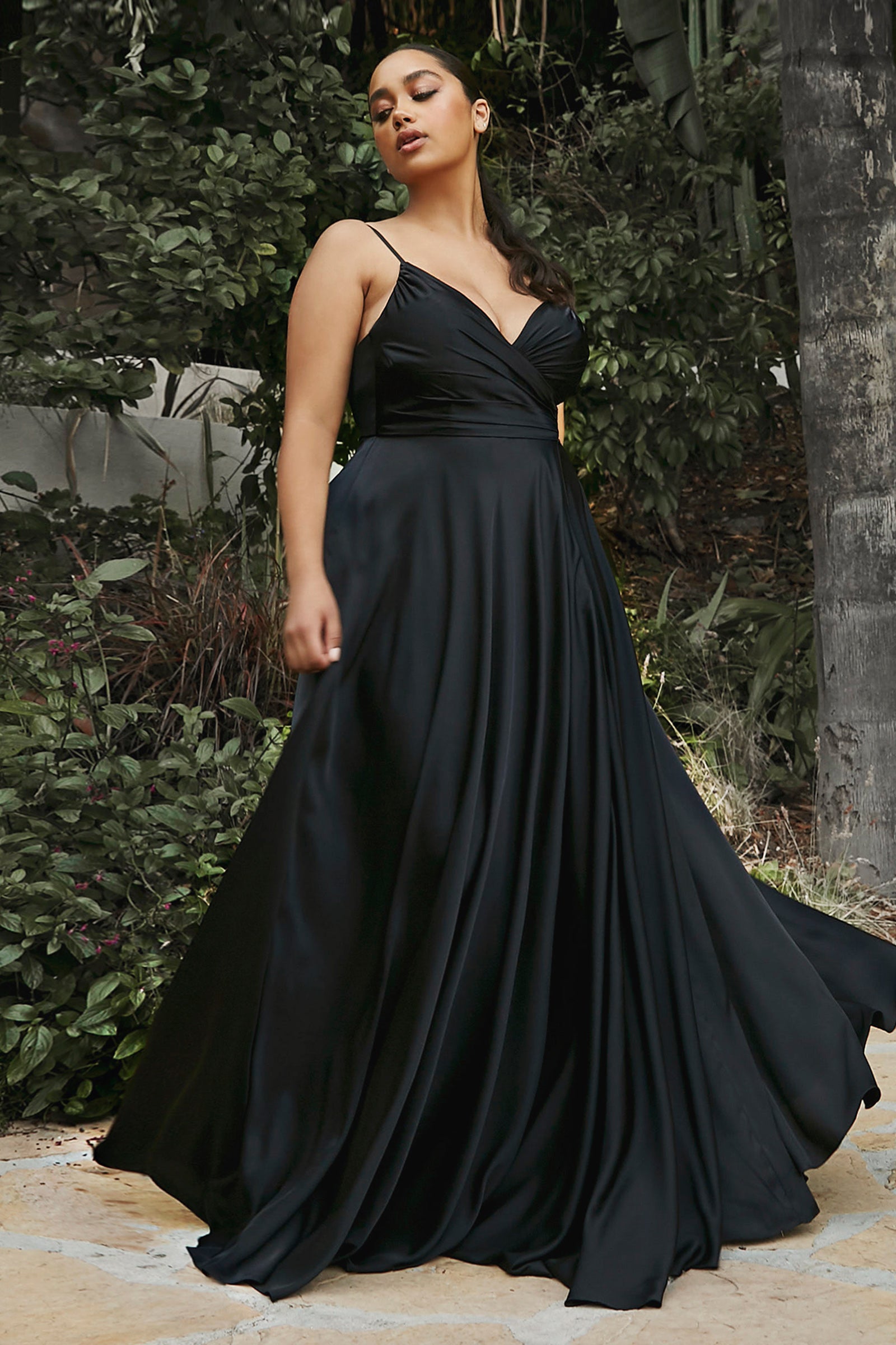 Sweetheart Neckline Soft Satin A-Line Curvy Fit by Cinderella Divine -7485C