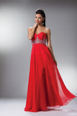 Beaded Chiffon Empire Waist Dress by Cinderella Divine -7664