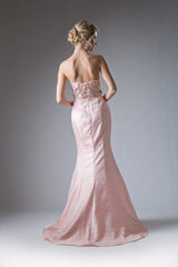 Beaded Jacquard Sheath Dress By Cinderella Divine -8130