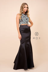 MyFashion.com - GLAMOROUS TWO-PIECE FLORAL LACE CROP TOP LONG DRESS (8287) - Nox Anabel promdress eveningdress fashion partydress weddingdress 
 gown homecoming promgown weddinggown 