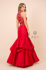 MyFashion.com - BEAUTIFUL BEADED HIGH NECK MERMAID RUFFLED EVENING GOWN (8330) - Nox Anabel promdress eveningdress fashion partydress weddingdress 
 gown homecoming promgown weddinggown 