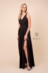 MyFashion.com - V-NECK FULLY LINED PROM DRESS WITH SIDE SLIT (8347) - Nox Anabel promdress eveningdress fashion partydress weddingdress 
 gown homecoming promgown weddinggown 