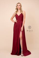 MyFashion.com - V-NECK FULLY LINED PROM DRESS WITH SIDE SLIT (8347) - Nox Anabel promdress eveningdress fashion partydress weddingdress 
 gown homecoming promgown weddinggown 