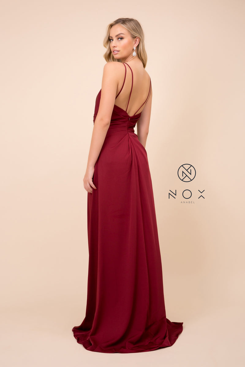 MyFashion.com - V-NECK FULLY LINED PROM DRESS WITH SIDE SLIT (8347) - Nox Anabel promdress eveningdress fashion partydress weddingdress 
 gown homecoming promgown weddinggown 