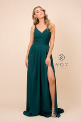 MyFashion.com - V-NECK FULLY LINED PROM DRESS WITH SIDE SLIT (8347) - Nox Anabel promdress eveningdress fashion partydress weddingdress 
 gown homecoming promgown weddinggown 