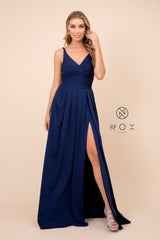 MyFashion.com - V-NECK FULLY LINED PROM DRESS WITH SIDE SLIT (8347) - Nox Anabel promdress eveningdress fashion partydress weddingdress 
 gown homecoming promgown weddinggown 