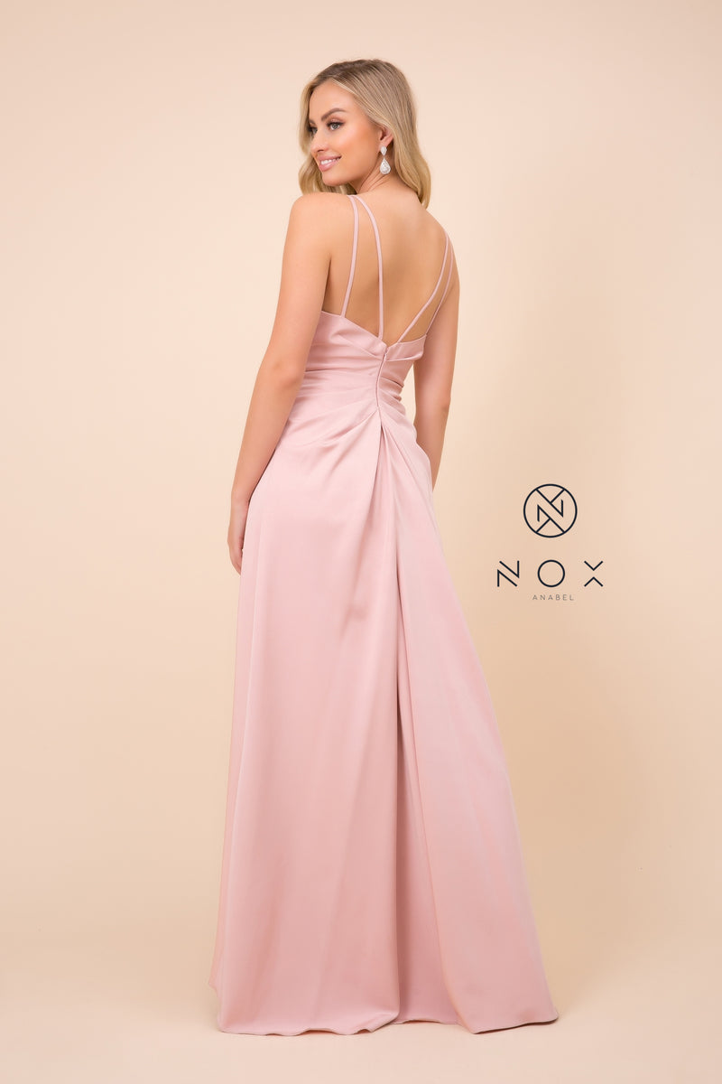 MyFashion.com - V-NECK FULLY LINED PROM DRESS WITH SIDE SLIT (8347) - Nox Anabel promdress eveningdress fashion partydress weddingdress 
 gown homecoming promgown weddinggown 