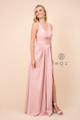 MyFashion.com - V-NECK FULLY LINED PROM DRESS WITH SIDE SLIT (8347) - Nox Anabel promdress eveningdress fashion partydress weddingdress 
 gown homecoming promgown weddinggown 