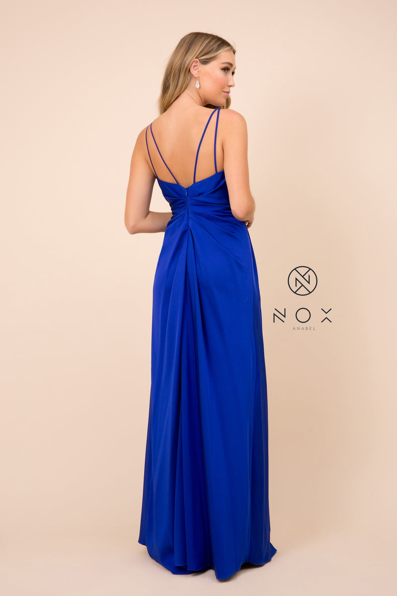 MyFashion.com - V-NECK FULLY LINED PROM DRESS WITH SIDE SLIT (8347) - Nox Anabel promdress eveningdress fashion partydress weddingdress 
 gown homecoming promgown weddinggown 