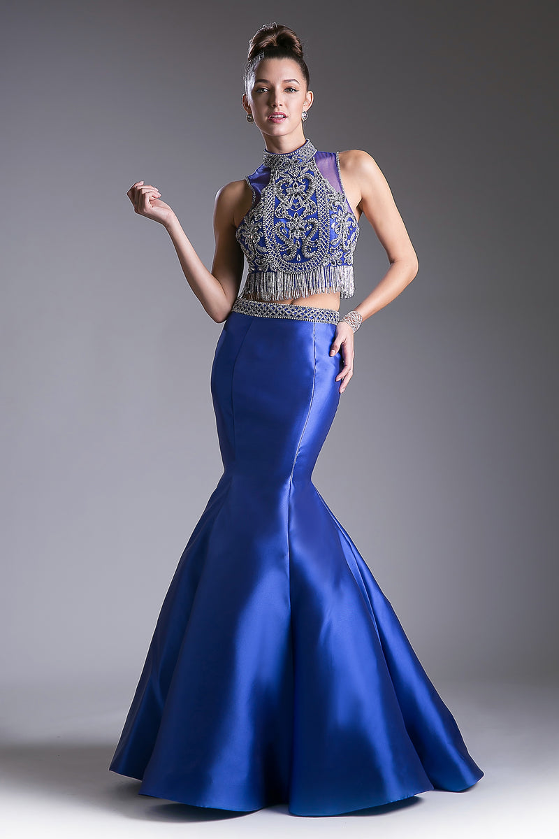 Beaded Bodice 2 Piece Mermaid Gown by Cinderella Divine -84016