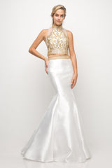 Beaded Bodice 2 Piece Mermaid Gown by Cinderella Divine -84016