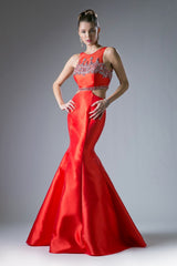 Red Open Back Trumpet Dress by Cinderella Divine -84071