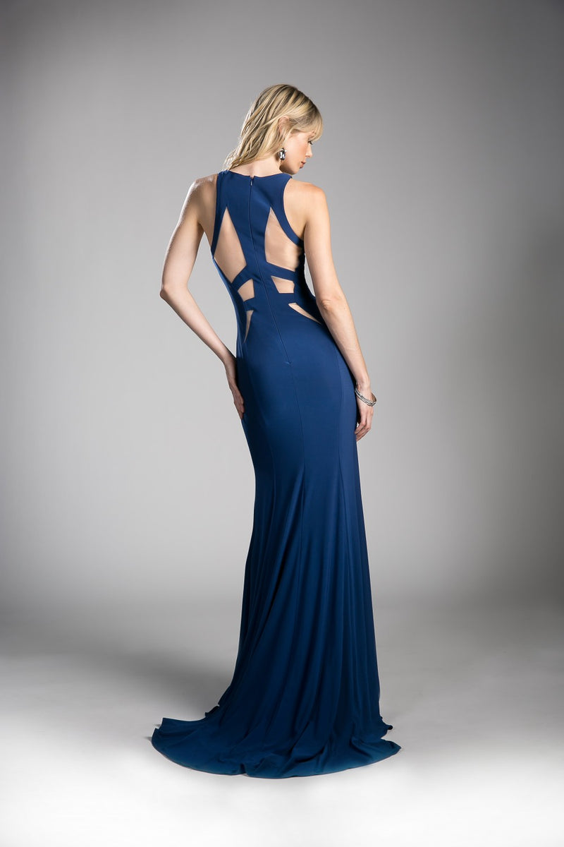 Fitted Knit Dress With Cut Outs And Criss Cross Open Back by Cinderella Divine -84222