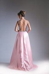 Pink Satin High Low Dress By Cinderella Divine -84406